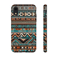 Teal and Orange Aztec Tough Cases! Cellphone Cases! Multiple Sizes Available! Apple iPhone, Samsung Galaxy, and Google Pixel devices!