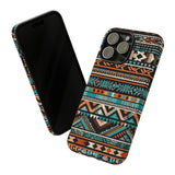 Teal and Orange Aztec Tough Cases! Cellphone Cases! Multiple Sizes Available! Apple iPhone, Samsung Galaxy, and Google Pixel devices!