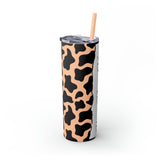 Custom Personalized Cow Printed Skinny Tumbler with Straw, 20oz! Multiple Colors!