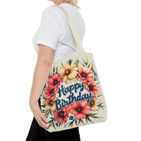 Happy Birthday Floral Tote Bag! Re-use/Re-cycle!