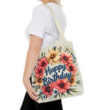 Happy Birthday Floral Tote Bag! Re-use/Re-cycle!