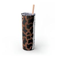 Nurse Life Cow Printed Skinny Tumbler with Straw, 20oz! Multiple Colors! Medical Vibes!