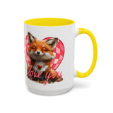 Disco Fox I Love You Valentines Day Accent Coffee Mug (11, 15oz)! Free Shipping! Microwave and Dishwasher Safe! BPA Free