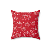 Dark Red and White Polka Dot Pumpkin Square Pillow! Halloween! Fall Vibes!