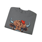 Valentines Day Highlander Cow Love Unisex Sweatshirt! Retro! Plus Sizes Available!