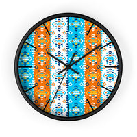 Boho Aztec Print in Orange and Blue Pink Print Wall Clock! Perfect For Gifting! Free Shipping!!! 3 Colors Available!