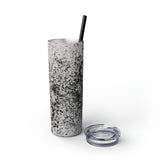 Western Style Ink Splatter Black and Grey Skinny Tumbler with Straw, 20oz! Multiple Colors!