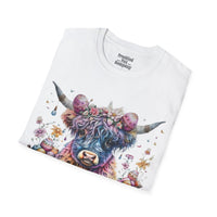 Easter Egg Highlander Cow With Egg Crown Unisex Graphic Tees! Spring Vibes! All New Heather Colors!!! Free Shipping!!!