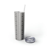 Western/Boho Smoke Grey Neutrals Skinny Tumbler with Straw, 20oz!