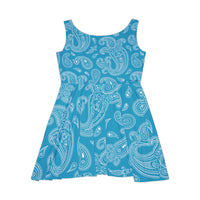 Western Aqua  and White Bandana Print Women's Fit n Flare Dress! Free Shipping!!! New!!! Sun Dress! Beach Cover Up! Night Gown! So Versatile!