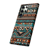 Teal and Orange Aztec Tough Cases! Cellphone Cases! Multiple Sizes Available! Apple iPhone, Samsung Galaxy, and Google Pixel devices!