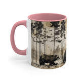 Black Bear Acid Wash Greyscale Accent Coffee Mug, 11oz! Multiple Colors Available! Fall Vibes!