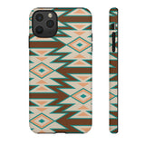 Teal and Brown Aztec Tough Cases! Cellphone Cases! Multiple Sizes Available! Apple iPhone, Samsung Galaxy, and Google Pixel devices!