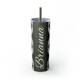 Custom Name Black and White Aztec Printed Skinny Tumbler with Straw, 20oz! Multiple Colors!