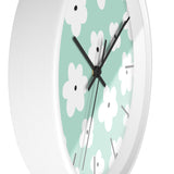 Retro Pastel Green Florals Print Wall Clock! Perfect For Gifting! Free Shipping!!! 3 Colors Available!