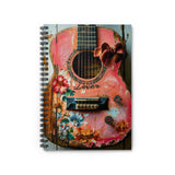 Valentines Day Lover Floral Pink Guitar Spiral Notebook - Ruled Line! Perfect For Gifting!