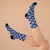 Navy Blue Daisy Unisex Eco Friendly Recycled Poly Socks!!! Free Shipping!!! 58% Recycled Materials!