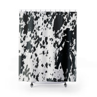 Speckled Black Cowgirl Western Cow Print Farmhouse Shower Curtains!