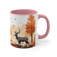 Autumn Orange and Black Deer Antler Forest Accent Coffee Mug, 11oz! Multiple Colors Available! Fall Vibes!