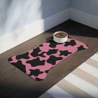 Black and Pink Cow Print Pet Feeding Mats! Dog and Cat Shapes! Foxy Pets! Free Shipping!!!