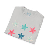 Pink and Blue Star Fish Medley Unisex Graphic Tees! Summer Vibes! All New Heather Colors!!! Free Shipping!!!