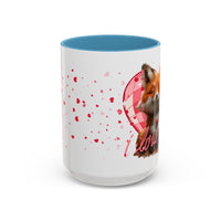 Disco Fox I Love You Valentines Day Accent Coffee Mug (11, 15oz)! Free Shipping! Microwave and Dishwasher Safe! BPA Free