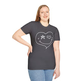 Valentines Day Heart Star Eye Smiley Face Unisex Graphic Tee! All New Heather Colors!!!