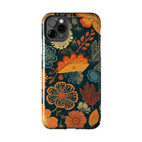 Fall Florals Navy Blue and Orange Tough Phone Cases! Fall Vibes!