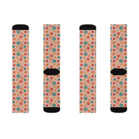 Pink Retro Daisy Print Socks! 3 Sizes Available! Fast and Free Shipping!!! Giftable!