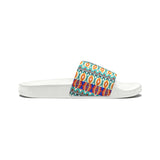 Hippie Stripes Blue and Purple Summer Beach Slides, Women's PU Slide Sandals! Free Shipping!!!