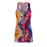 Boho Watercolor Groovy Waves Women's Racerback Dress! Free Shipping! Sun Dress, Sleep Shirt, Swim Cover Up!