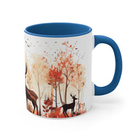 Autumn Orange and Black Deer and Doe Antler Forest Accent Coffee Mug, 11oz! Multiple Colors Available! Fall Vibes!