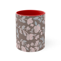 Boho Grey and Pink Florals Accent Coffee Mug, 11oz! Free Shipping! Great For Gifting! Lead and BPA Free!