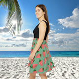 Strawberry Pink Print Women's Fit n Flare Dress! Free Shipping!!! New!!! Sun Dress! Beach Cover Up! Night Gown! So Versatile!