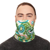 Green Retro Swirl Print Lightweight Neck Gaiter! 4 Sizes Available! Free Shipping! UPF +50! Great For All Outdoor Sports!