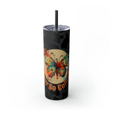 Your So Golden Butterfly Cow Printed Skinny Tumbler with Straw, 20oz! Multiple Colors!