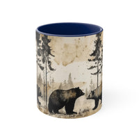 Black Bear Acid Wash Greyscale Accent Coffee Mug, 11oz! Multiple Colors Available! Fall Vibes!