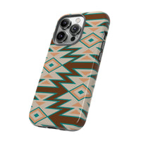 Teal and Brown Aztec Tough Cases! Cellphone Cases! Multiple Sizes Available! Apple iPhone, Samsung Galaxy, and Google Pixel devices!