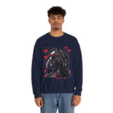 Valentines Day Black Horse Red Hearts Edition Unisex Sweatshirt! Retro! Free Shipping!!!