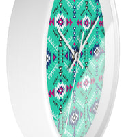 Aztec Print Mint and Navy Wall Clock! Perfect For Gifting! Free Shipping!!! 3 Colors Available!