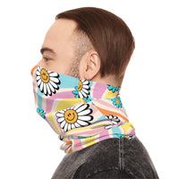 Rainbow Daisy Floral Lightweight Neck Gaiter! 4 Sizes Available! Free Shipping! UPF +50! Great For All Outdoor Sports!