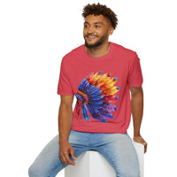 Indian Head Dress Colorful Rainbow Unisex Graphic Tees! Summer Vibes! All New Heather Colors!!! Free Shipping!!!