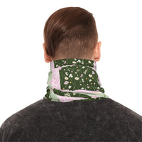 Green Retro Quilt Print Lightweight Neck Gaiter! 4 Sizes Available! Free Shipping! UPF +50! Great For All Outdoor Sports!