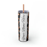 Custom Personalized Cow Printed Skinny Tumbler with Straw, 20oz! Multiple Colors!