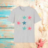 Pink and Blue Star Fish Medley Unisex Graphic Tees! Summer Vibes! All New Heather Colors!!! Free Shipping!!!