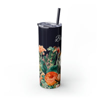 Custom Name Personalized Botanical Garden Tumblers Skinny Tumbler with Straw, 20oz! Multiple Colors Available!