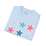 Pink and Blue Star Fish Medley Unisex Graphic Tees! Summer Vibes! All New Heather Colors!!! Free Shipping!!!