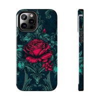 Stained Glass Teal and Roses Gothic Inspired Halloween Tough Phone Cases! Fall Vibes!