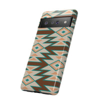 Teal and Brown Aztec Tough Cases! Cellphone Cases! Multiple Sizes Available! Apple iPhone, Samsung Galaxy, and Google Pixel devices!