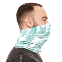 Aqua Flowers Lightweight Neck Gaiter! 4 Sizes Available! Free Shipping! UPF +50! Great For All Outdoor Sports!